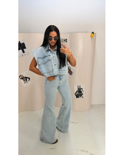 Kamizelka jeansowa La Milla jasny jeans