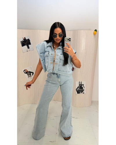 Kamizelka jeansowa La Milla jasny jeans