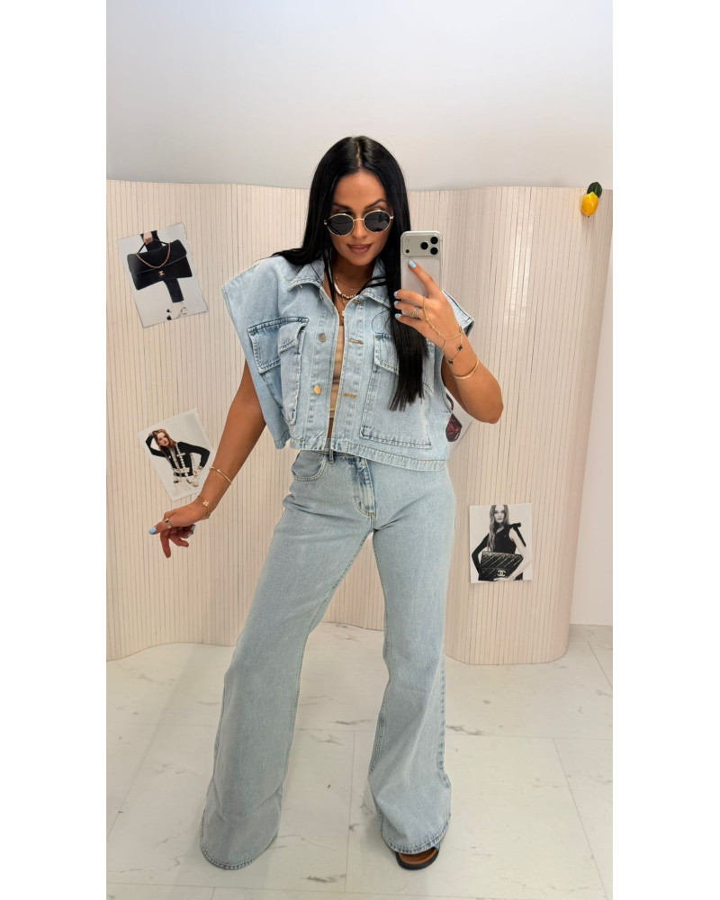 Kamizelka jeansowa La Milla jasny jeans
