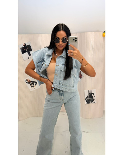 Kamizelka jeansowa La Milla jasny jeans