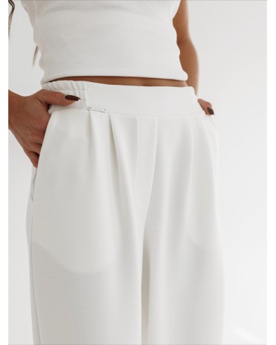 Spodnie materiałowe By o la la...! śmietankowe