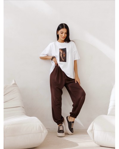 Spodnie materiałowe By o la la...! czekoladowe