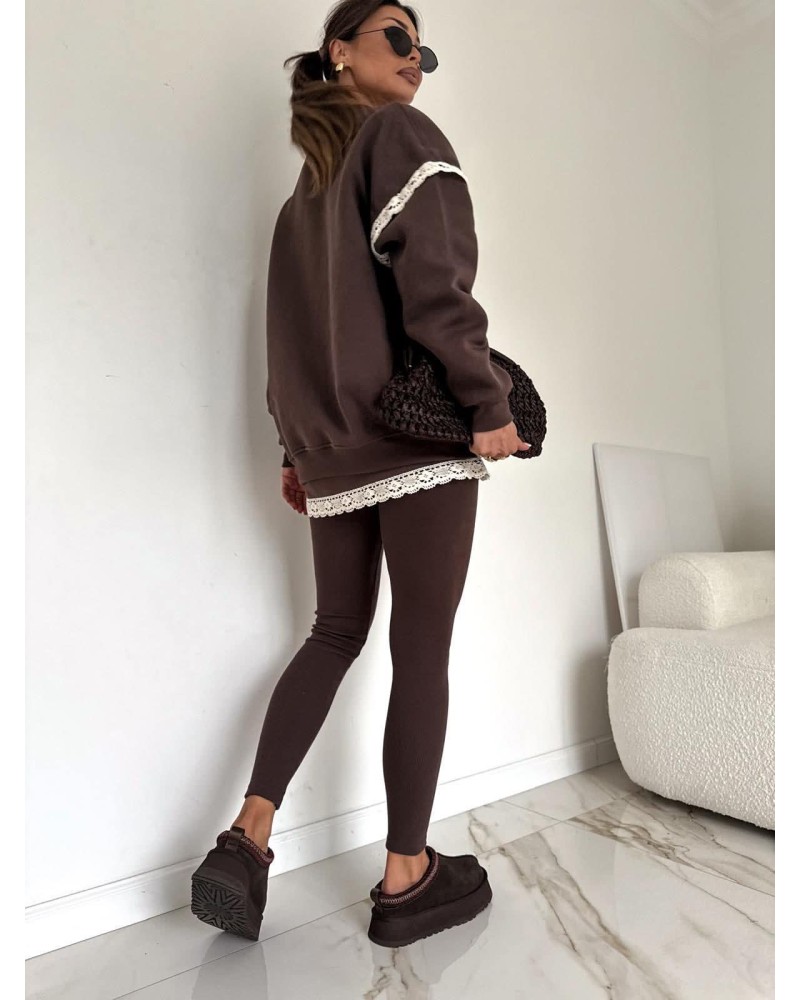 Legginsy prążkowane Lila czekoladowe Legginsy prążkowane Lila czekoladowe