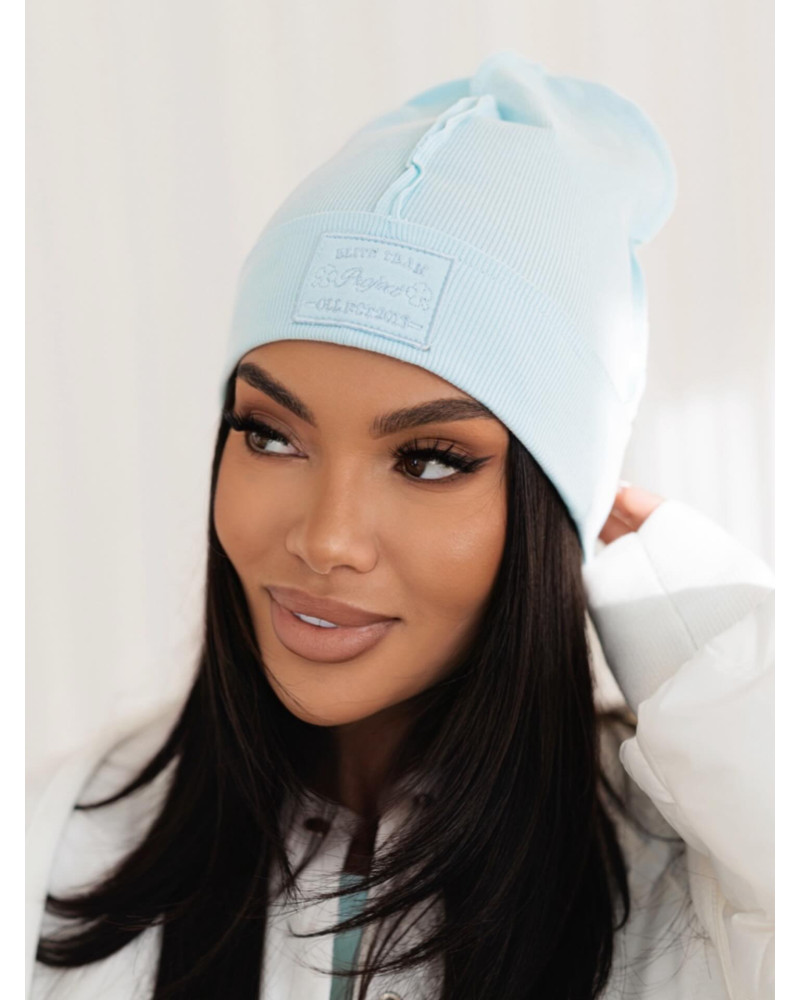Czapka prążkowana z przeszyciem By o la la...! blue mint