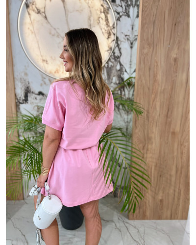 Sukienka dresowa z literą B By o la la.! sugar pink
