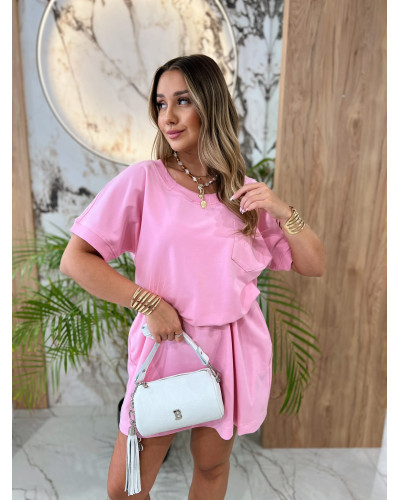 Sukienka dresowa z literą B By o la la.! sugar pink