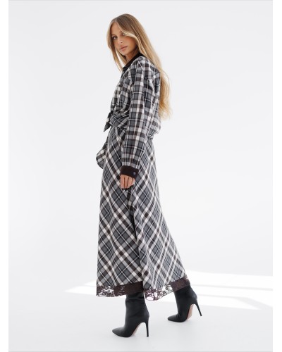 Spódnica maxi w kratę By o la la...! szara