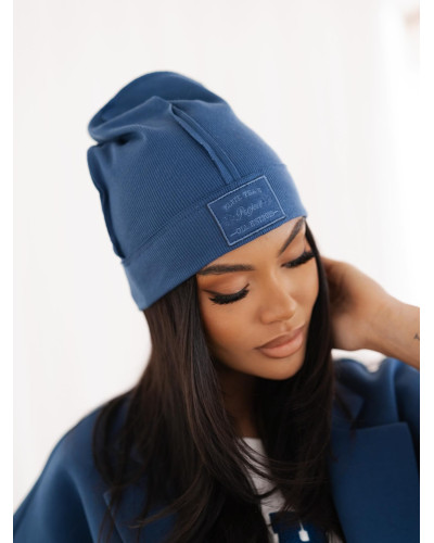 Czapka prążkowana z przeszyciem By o la la...! denim