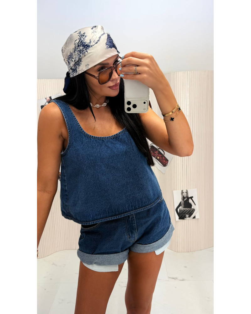 Top jeansowy La Milla granatowy