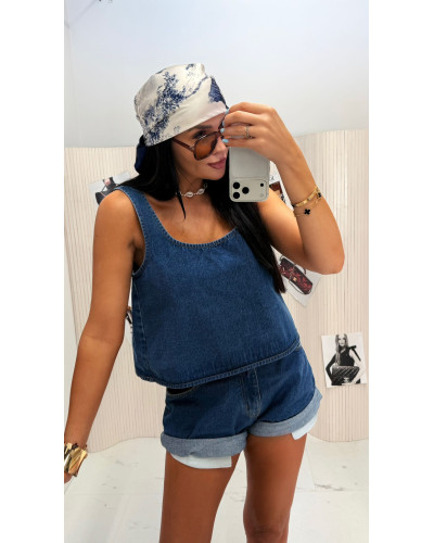 Top jeansowy La Milla granatowy