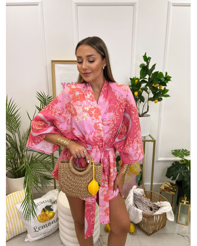 Komplet Pink Royale z kimono La Milla różowy