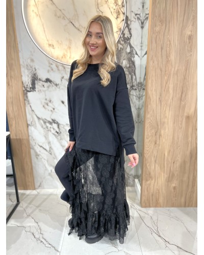 Bluza z dłuższym tyłem By o la la...! czarna