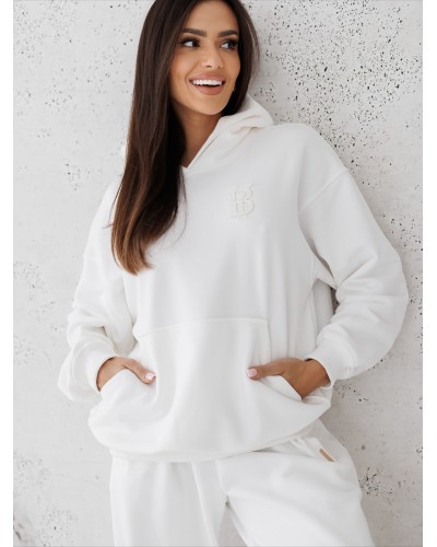 Bluza z kapturem By o la la...! śmietankowa