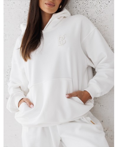 Bluza z kapturem By o la la...! śmietankowa