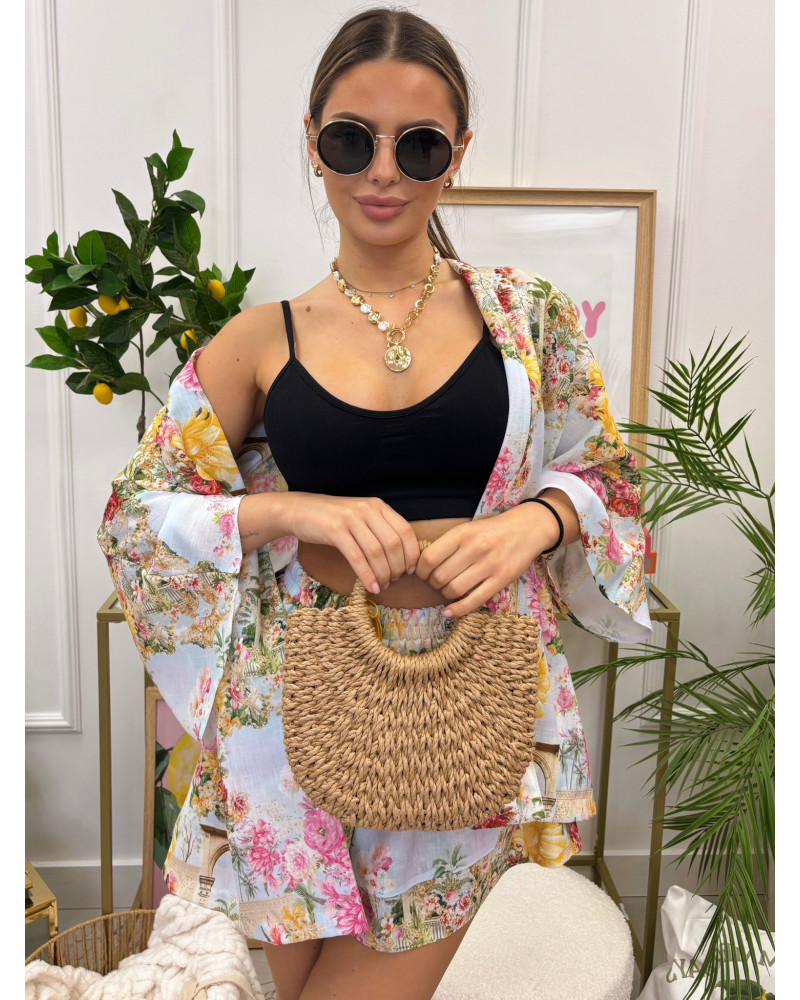 Komplet Santorini z kimono La Milla błękitny