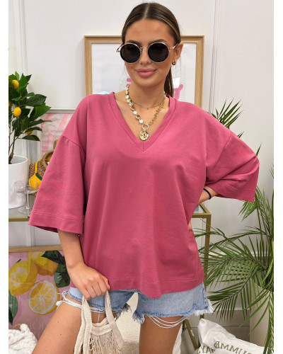 T-shirt z dekoltem La Milla szminka
