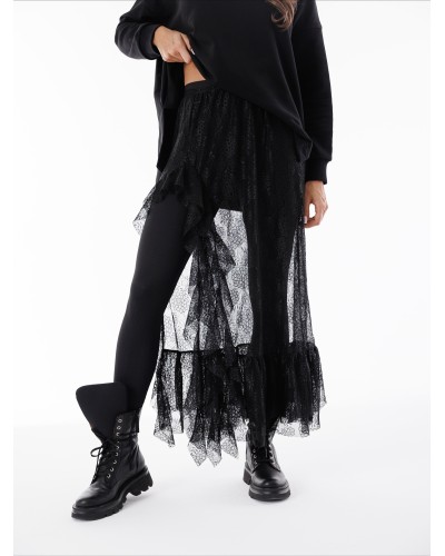 Koronkowa spódnica z falbanką By o la la...! czarna