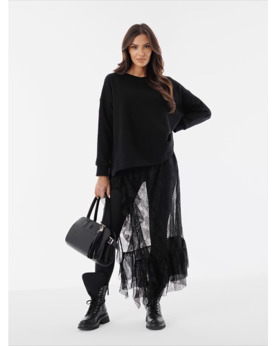 Koronkowa spódnica z falbanką By o la la...! czarna