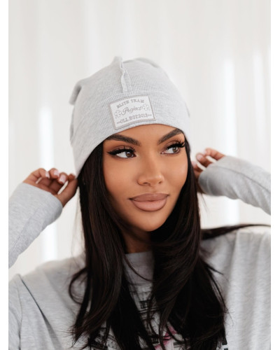 Czapka prążkowana z przeszyciem By o la la...! szary melanż