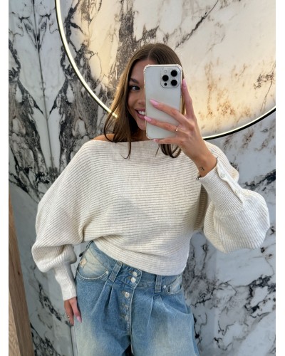 Sweter nietoperz By o la la...! beżowy