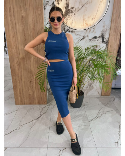 Komplet prążkowany top+spódnica By o la la...! denim