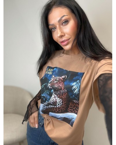 T-shirt gepard LADY DRAMA beżowy