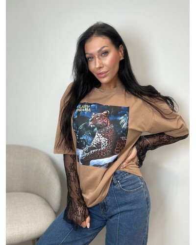 T-shirt gepard LADY DRAMA beżowy