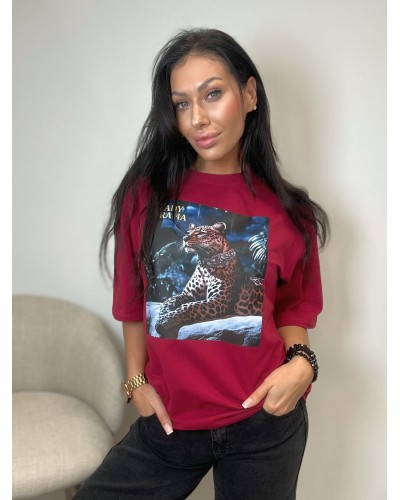 T-shirt gepard LADY DRAMA bordowy