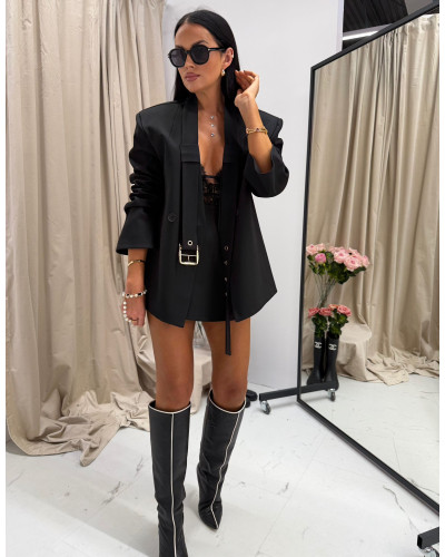 Marynarka czarna La Milla z paskiem