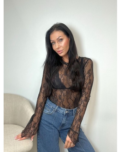 Koronkowa bluzka LADY DRAMA czarna
