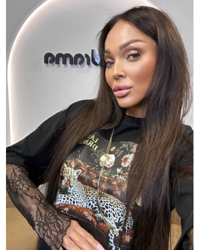 T-shirt gepard czekoladowy LADY DRAMA czarny