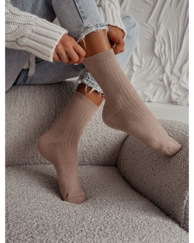Skarpetki prążkowane Sweet Lace beżowe