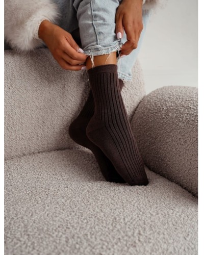 Skarpetki prążkowane Sweet Lace czekoladowe