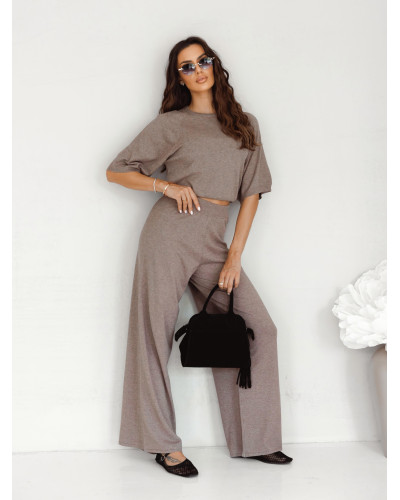 Komplet dzianinowy sweter + spodnie By o la la...! fango