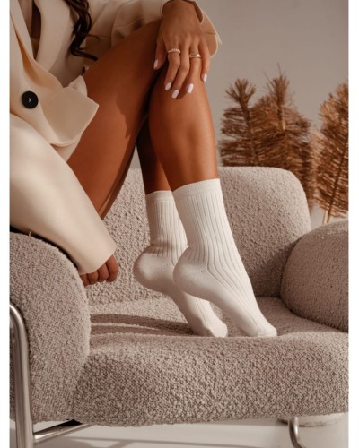 Skarpetki prążkowane Sweet Lace śmietankowe