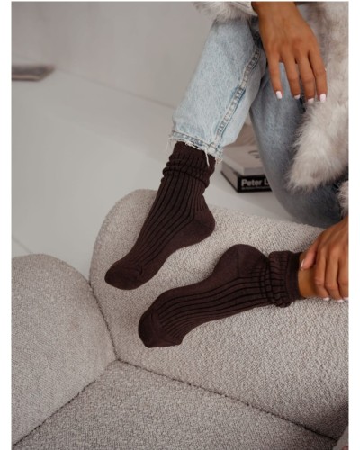 Skarpetki prążkowane Sweet Lace czekoladowe