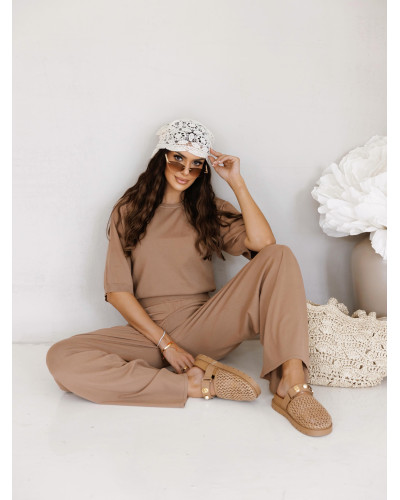 Komplet dzianinowy sweter + spodnie By o la la...! camel