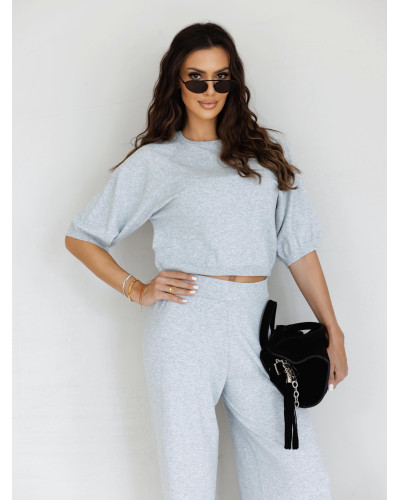 Komplet dzianinowy sweter + spodnie By o la la...! szary