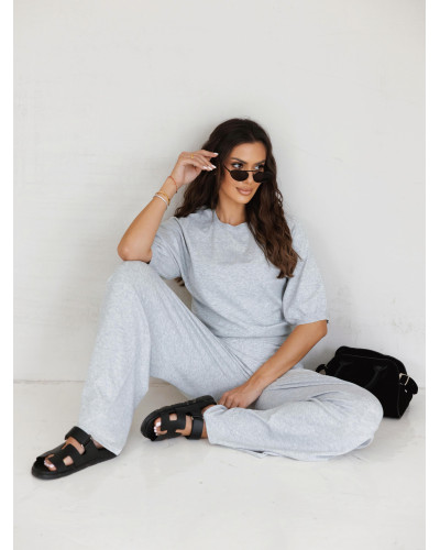 Komplet dzianinowy sweter + spodnie By o la la...! szary