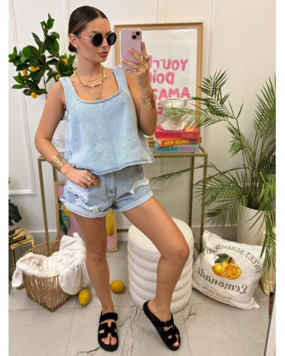 Top jeansowy La Milla błękitny