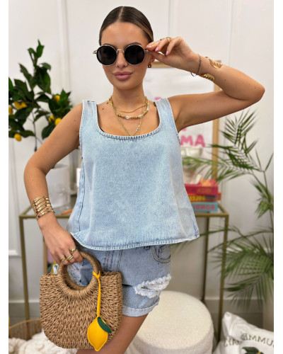 Top jeansowy La Milla błękitny