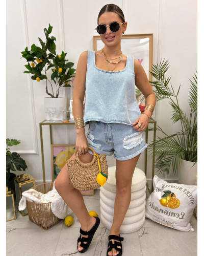 Top jeansowy La Milla błękitny