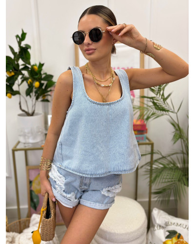 Top jeansowy La Milla błękitny