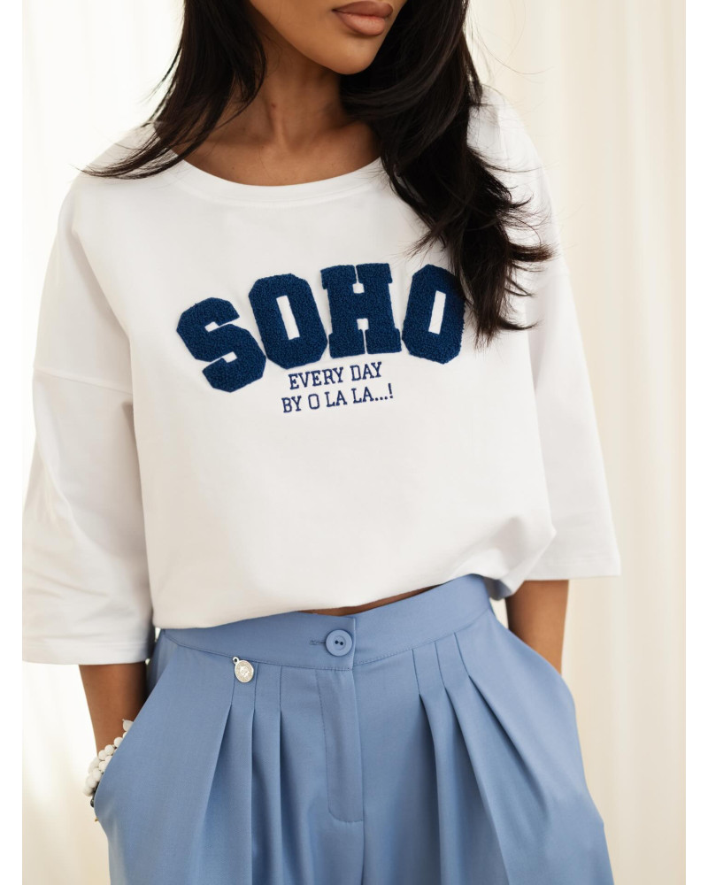 T-shirt SOHO By o la la...! biały z denim
