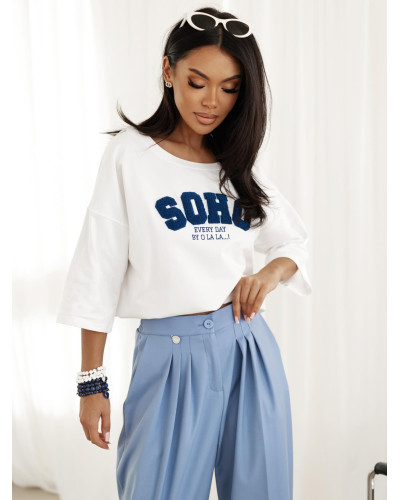 T-shirt SOHO By o la la...! biały z denim