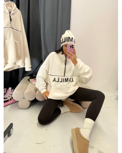 Bluza kangurek na suwak La Milla biała