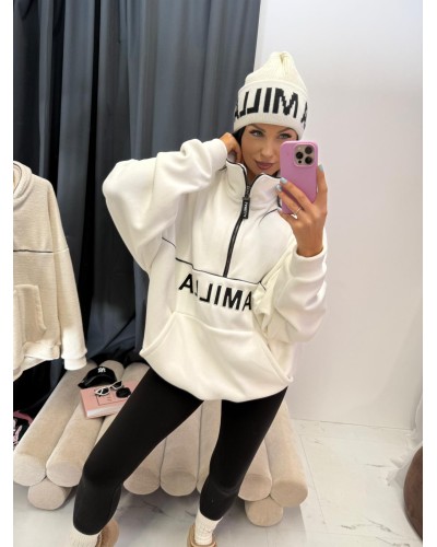 Bluza kangurek na suwak La Milla biała