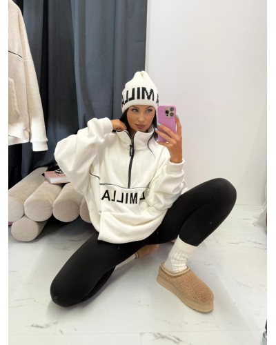 Bluza kangurek na suwak La Milla biała