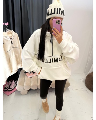Bluza kangurek na suwak La Milla biała