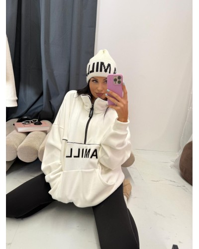 Bluza kangurek na suwak La Milla biała